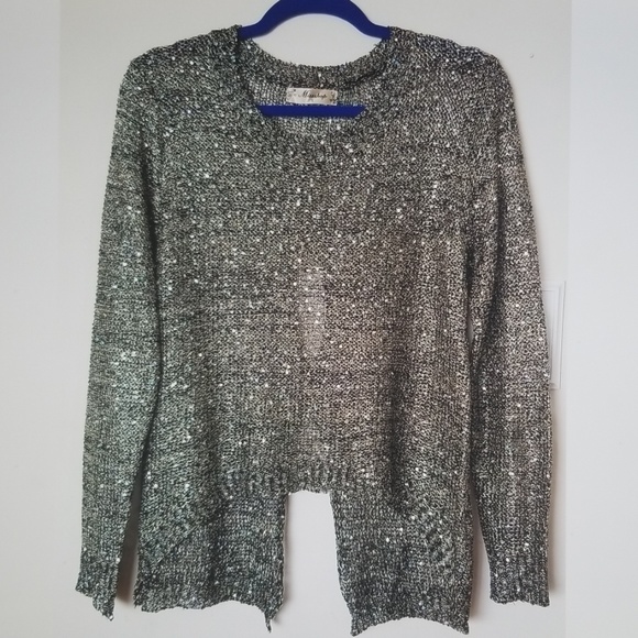 MISSSHOP Women Gold Silver Sequins Top Blouse M - Picture 1 of 3
